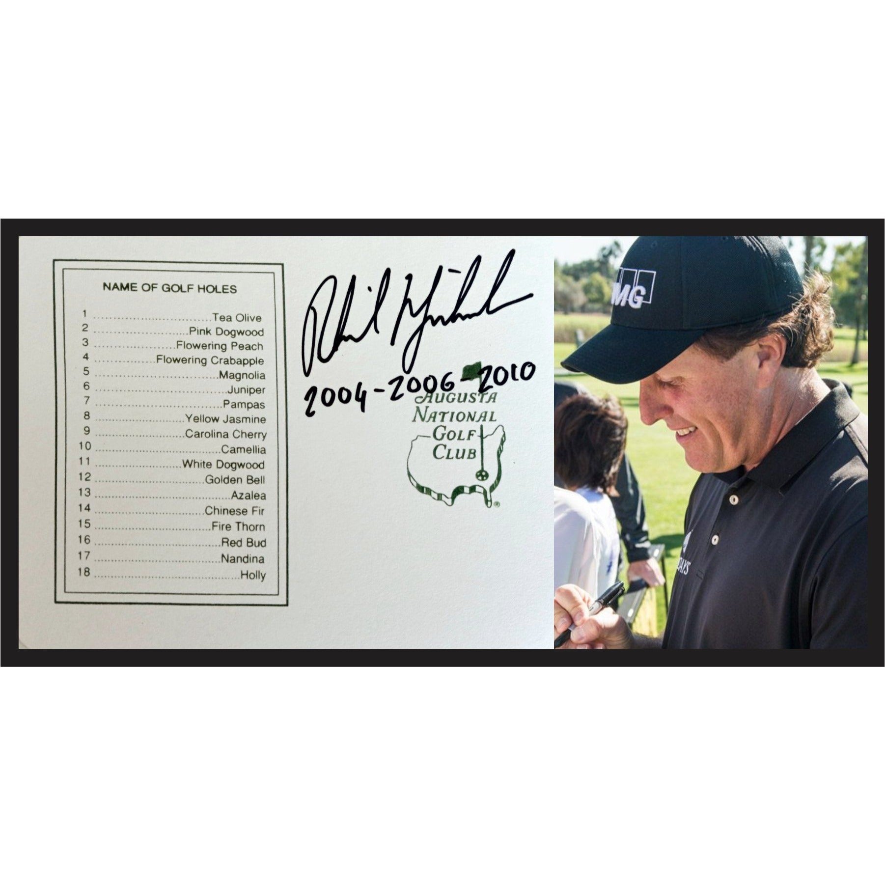 Phil Mickelson Masters signed scorecard with proof