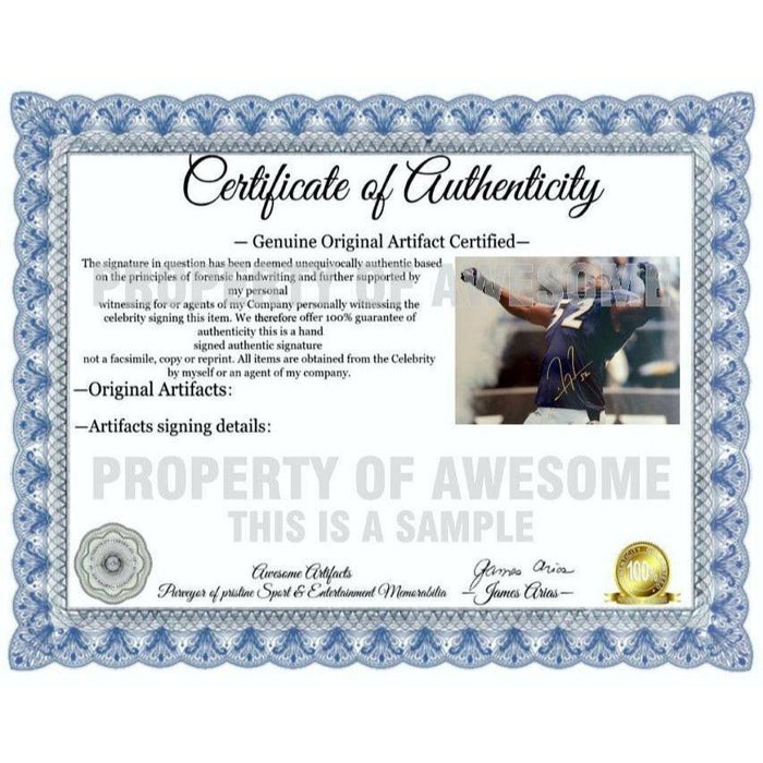 Certificate of Authenticity for Ray Lewis Baltimore Ravens 16 x 20 photo signed