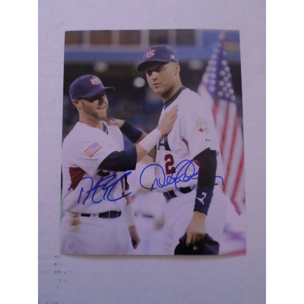 Derek Jeter and Dustin Pedroia 8 by 10 signed photo