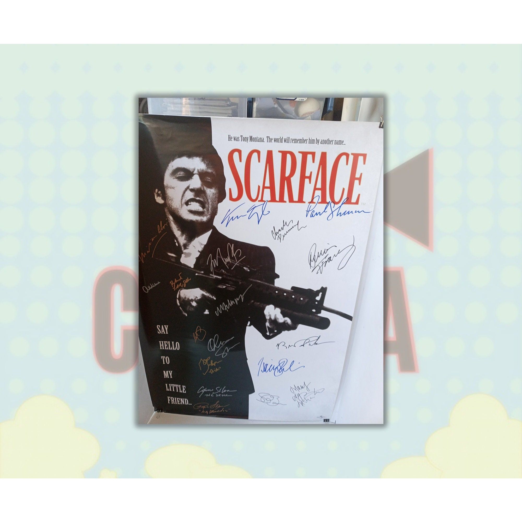 Scarface Al Pacino, Oliver Stone, Michelle Pfeiffer, cast signed original movie poster 24x36 with proof