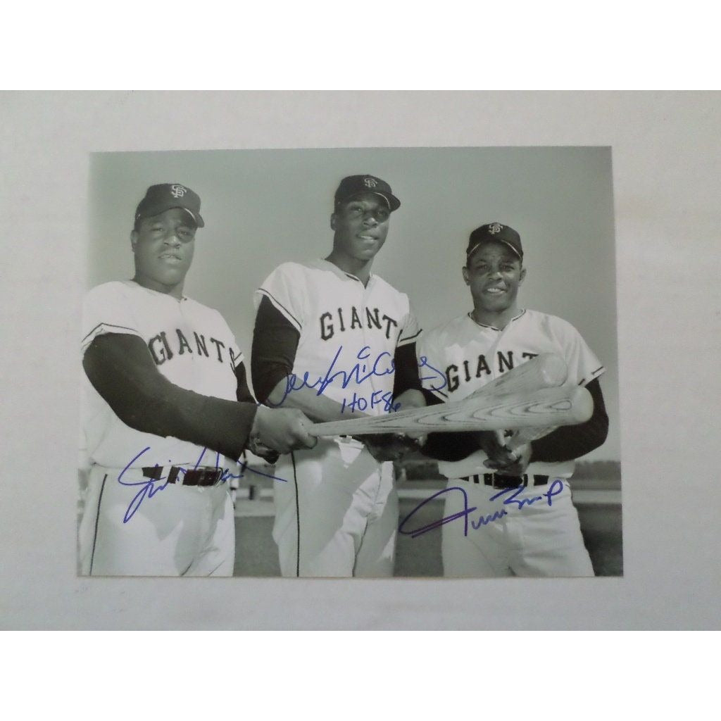 Willie McCovey Willie Mays and Jim Hart 8 x 10 signed photo - Awesome Artifacts 