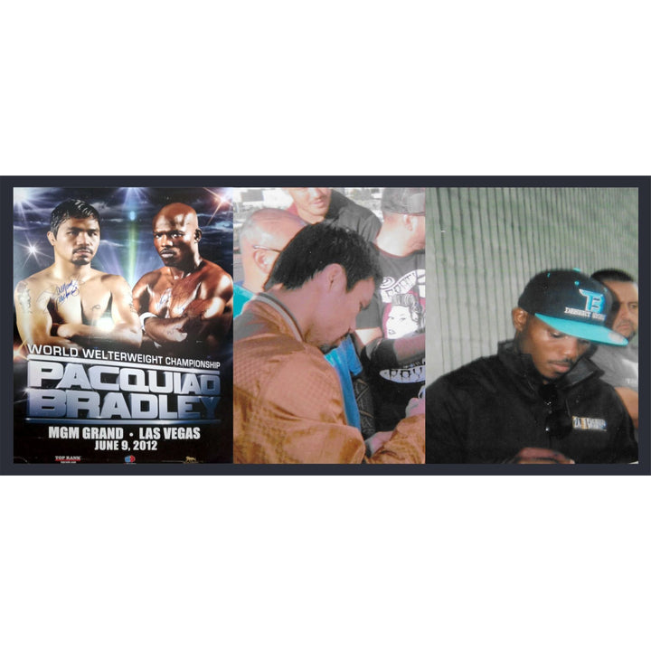 Manny Pacquiao Timothy Bradley original fight poster signed with proof - Awesome Artifacts 