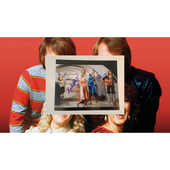 ABBA Anni-Frid Lyngstad Benny Anderson Bjorn Ulvaeus Agnetha Fältskog Zenni 8x10 photograph signed with proof