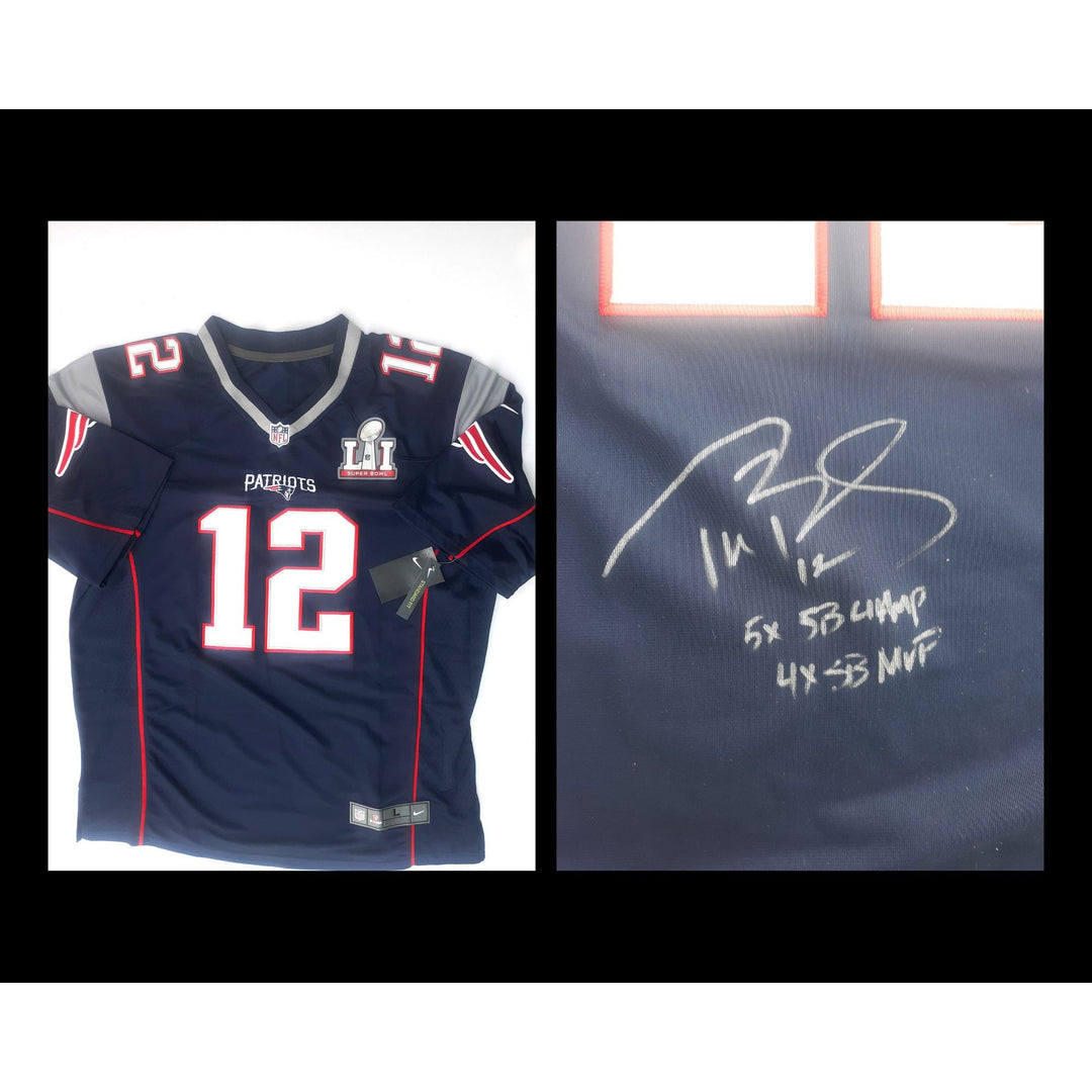 Tom Brady New England Patriots size large authentic jersey signed and inscribed with proof - Awesome Artifacts 