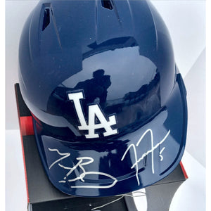 Freddie Freeman and Mookie Betts Los Angeles Dodgers full size batting helmet signed