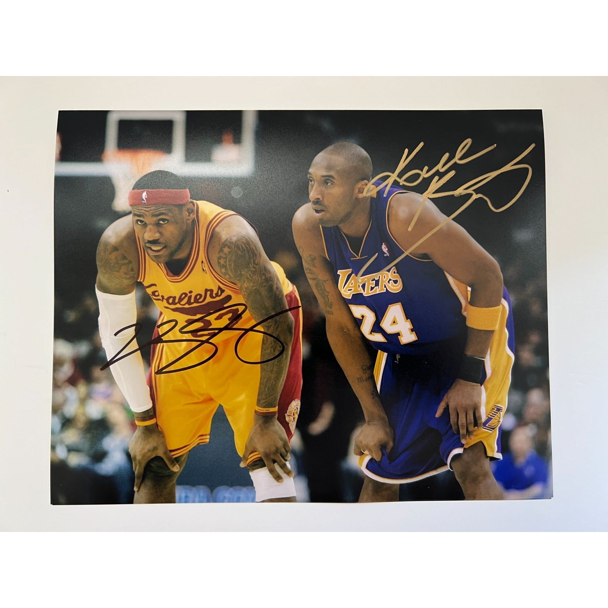 Kobe Bryant and LeBron James vintage 8x10 photo signed with proof