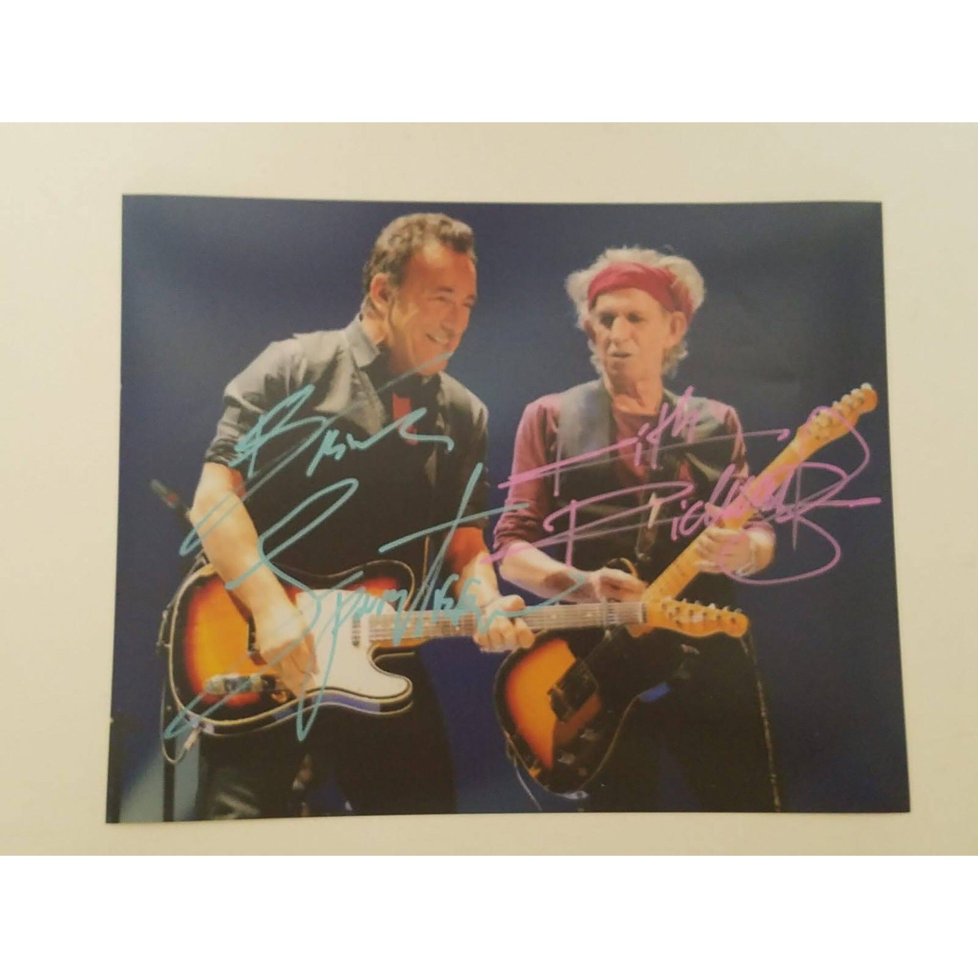 Bruce Springsteen and Keith Richards 8 x 10 signed photo