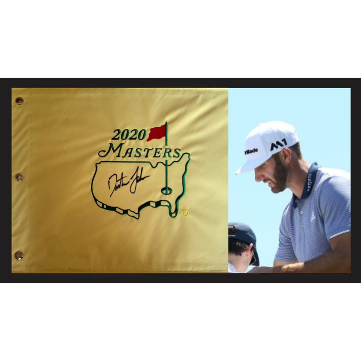 Dustin Johnson 2020 Masters flag signed with proof