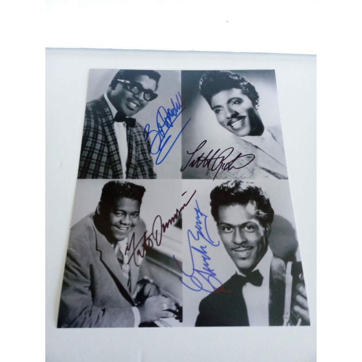 Chuck Berry, Fats Domino, Little Richard and Bo Diddley signed 8 by 10 photo signed with proof