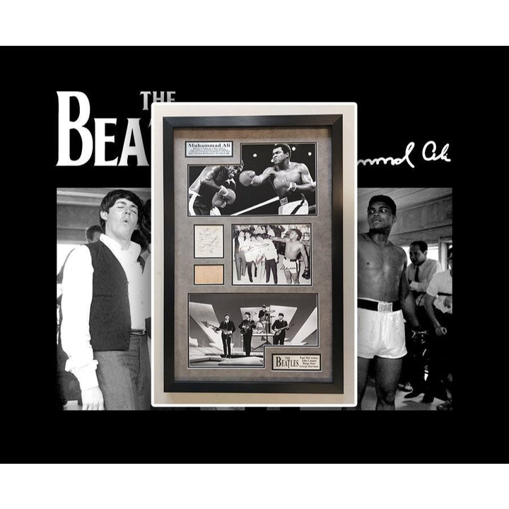 Muhammed Ali Paul McCartney John Lennon The Beatles framed 24x35 and signed with proof