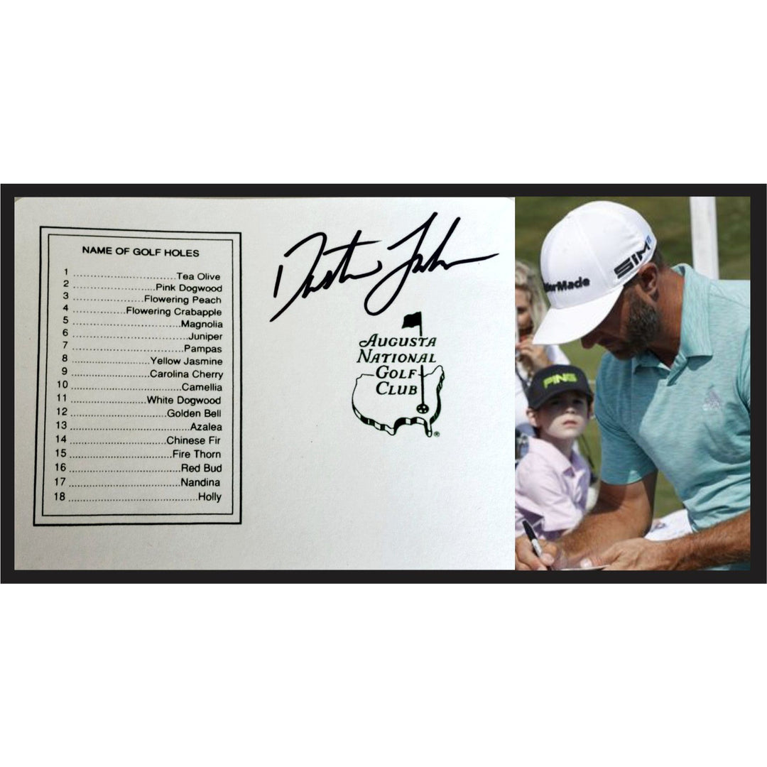 Dustin Johnson Masters scorecard signed with proof