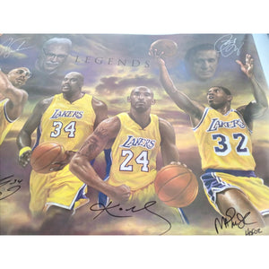 Kobe Bryant Earvin "Magic" Johnson Kareem Abdul-Jabbar 24 X 36 poster signed with proof