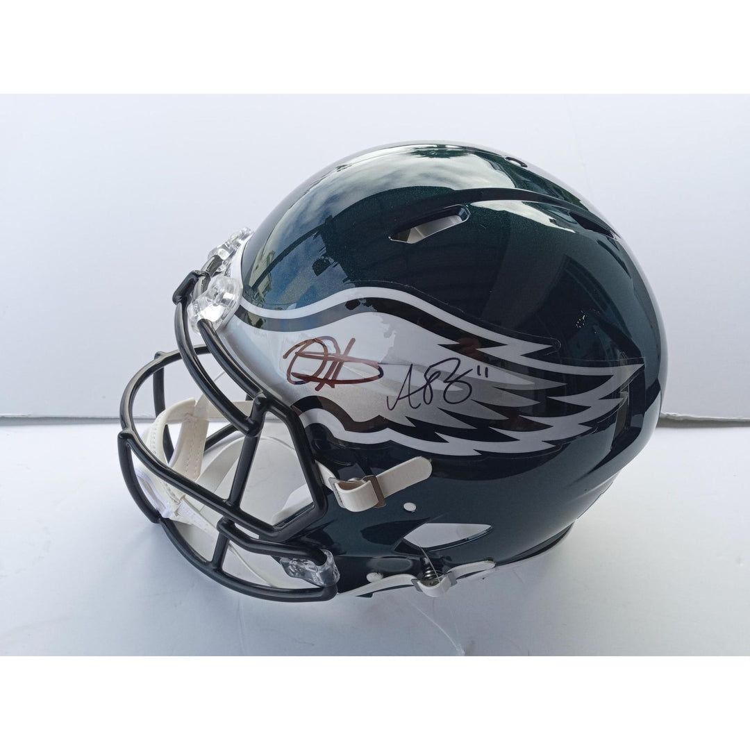 Jalen Hurts AJ Brown Philadelphia Eagles Riddell speed authentic pro model helmet signed with proof and free acrylic case