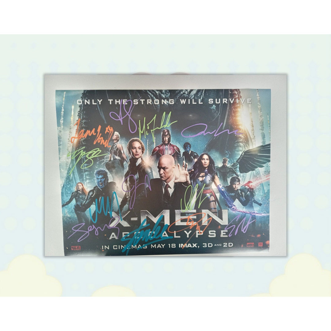 X-Men Apocalypse Stan Lee, James McAvoy, Michael Fassbender, Jennifer Lawrence, Oscar Isaac 11x14 with proof - Awesome Artifacts 