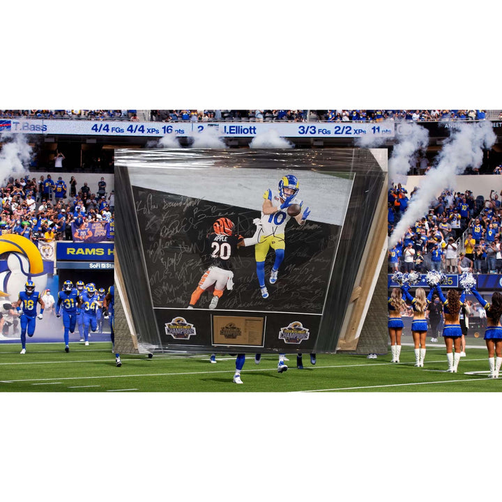 Los Angeles Rams Cooper Kupp Aaron Donald Matthew Stafford 2020 21 Super Bowl champions team signed and framed 16x20 photo