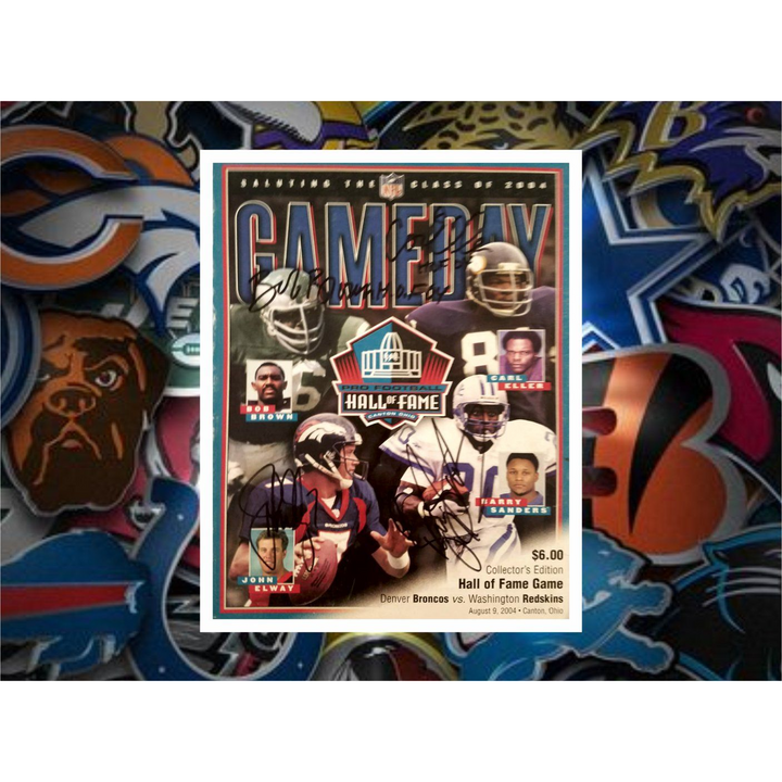 NFL Hall of Fame program 2004 John Elway Barry Sanders Carl Eller Bob Brown signed