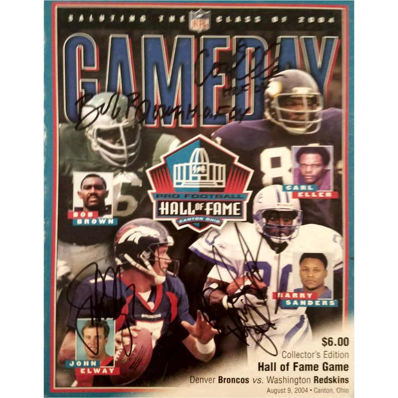 NFL Hall of Fame program 2004 John Elway Barry Sanders Carl Eller Bob Brown signed