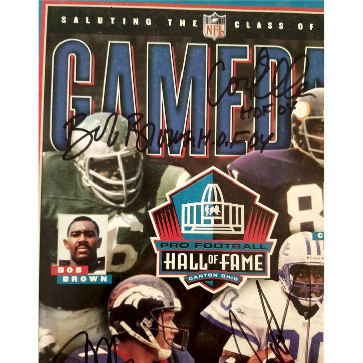 NFL Hall of Fame program 2004 John Elway Barry Sanders Carl Eller Bob Brown signed