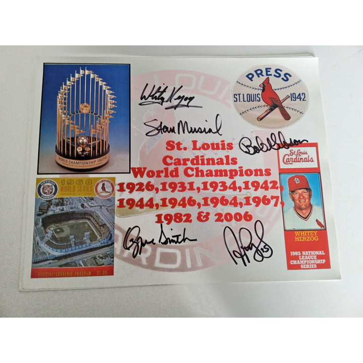 St. Louis Cardinals, Lou Brock, Stan Musial, Mark McGwire 8x10 signed with proof - Awesome Artifacts 