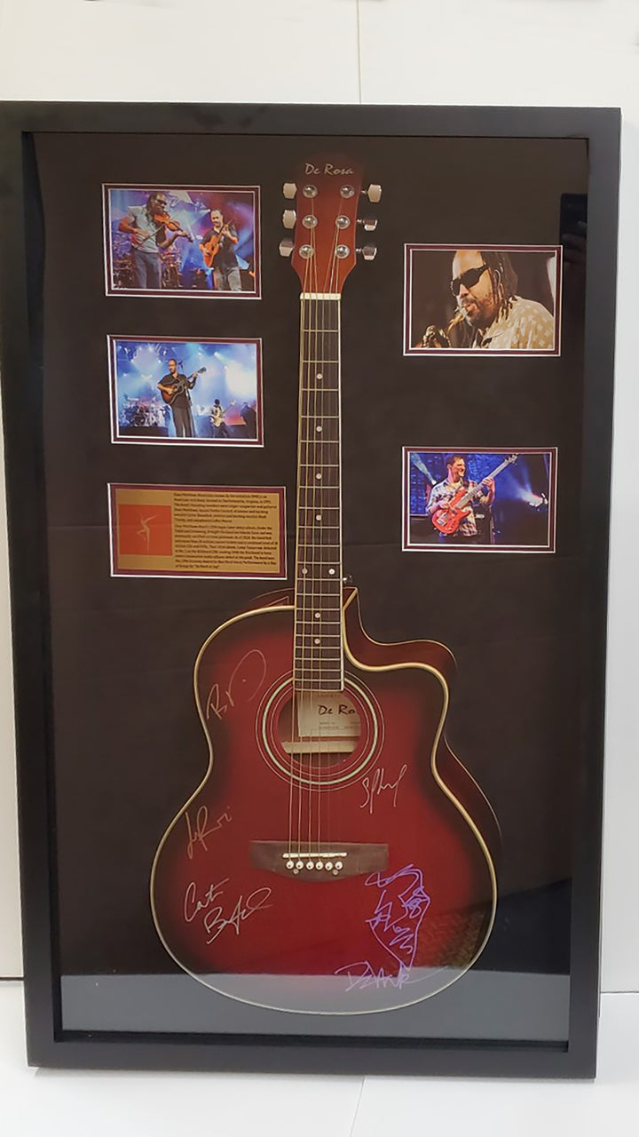 Dave Matthews Band all 5 members signed framed guitar with proof