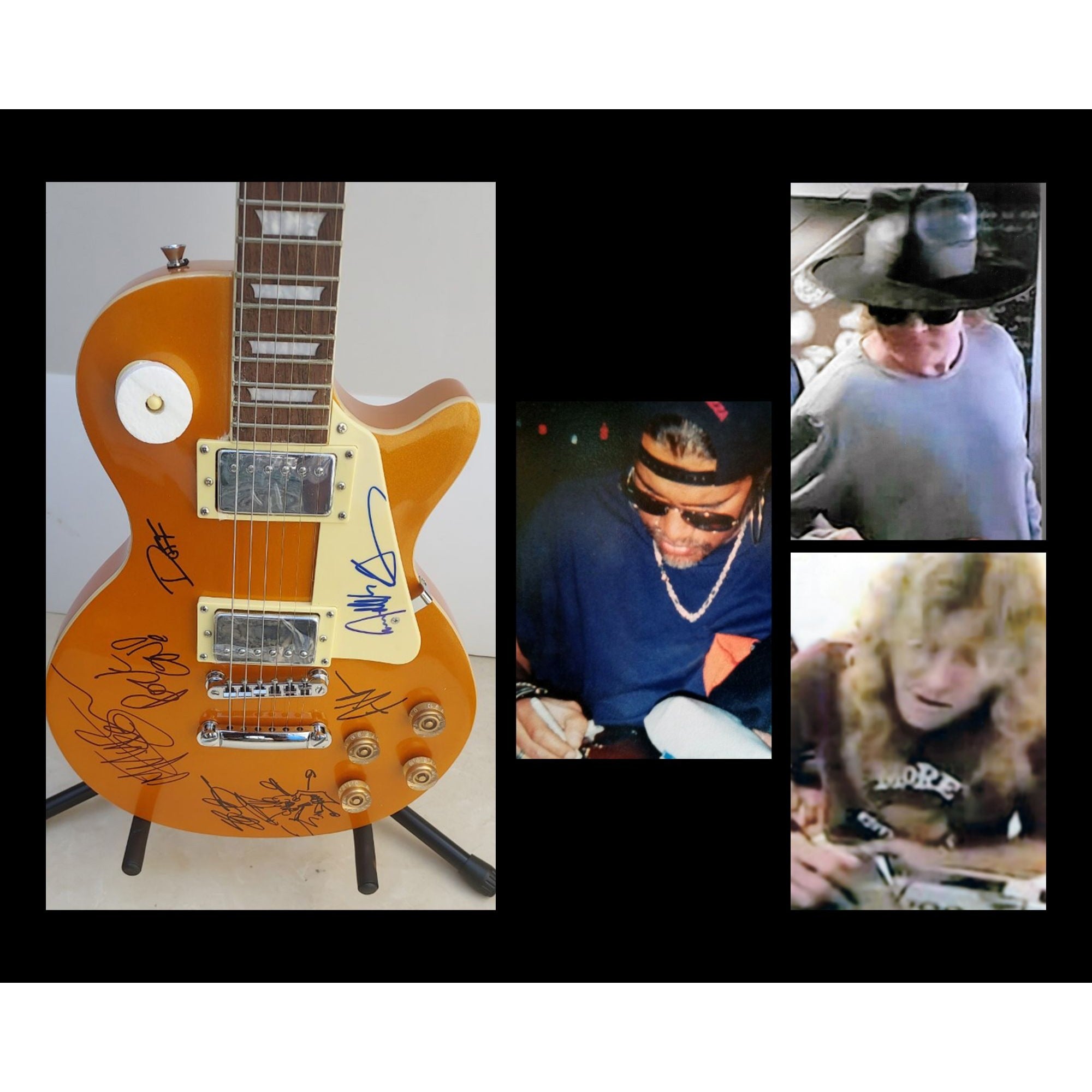 Guns N' Roses Axl Rose, Slash, Duff McKagen, Matt Sorum signed guitar with proof