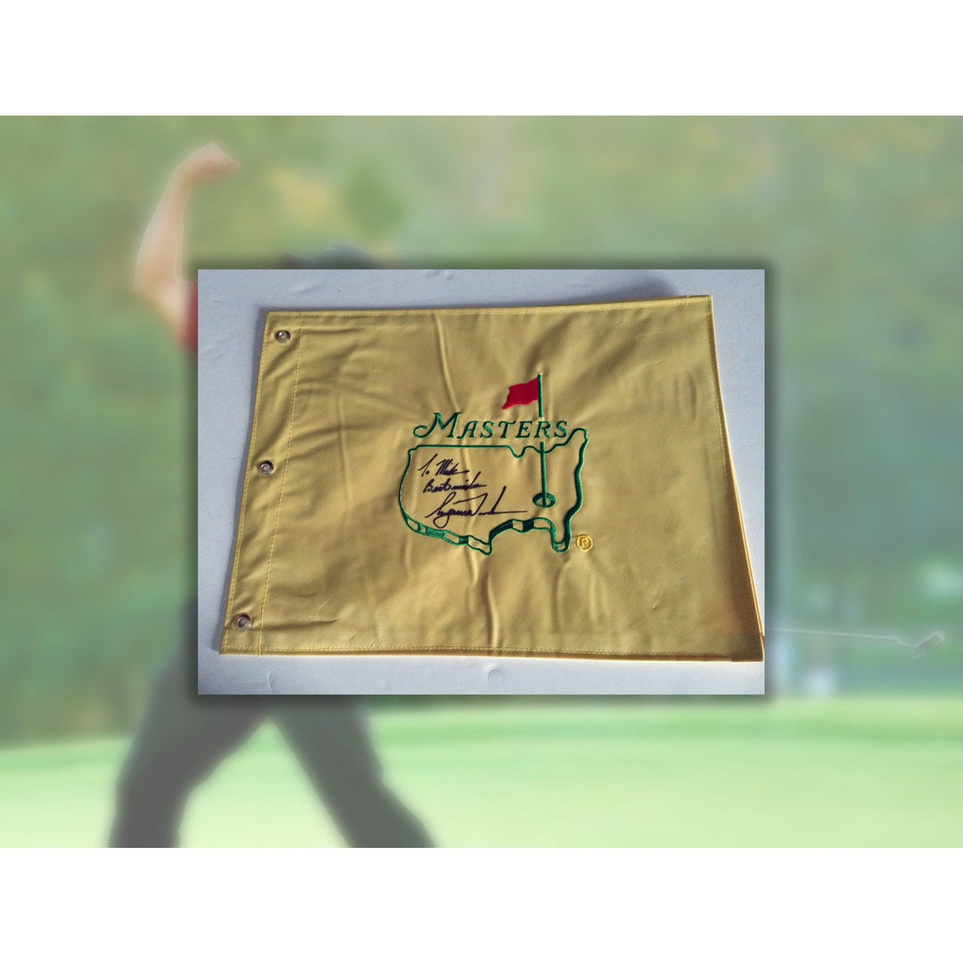 Tiger Woods personalized golf flag to Mike signed with proof - Awesome Artifacts 