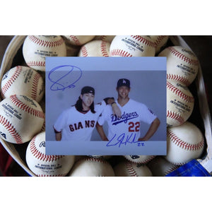 Clayton Kershaw and Tim Lincecum 8 by 10 signed photo