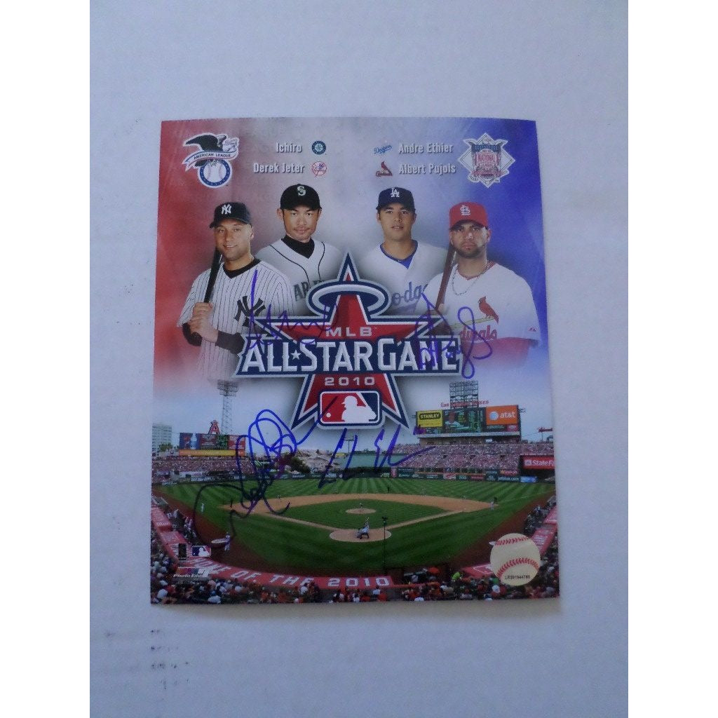 Albert Pujols Ichiro Suzuki Derek Jeter 8X10 ALL STAR GAME 2010 sided photo