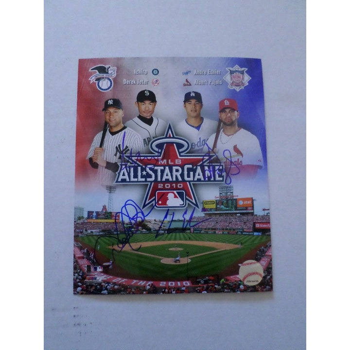 Albert Pujols Ichiro Suzuki Derek Jeter 8X10 ALL STAR GAME 2010 sided photo