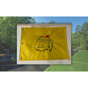 Tiger Woods 2001 Masters champion Masters Golf pin flag signed with proof