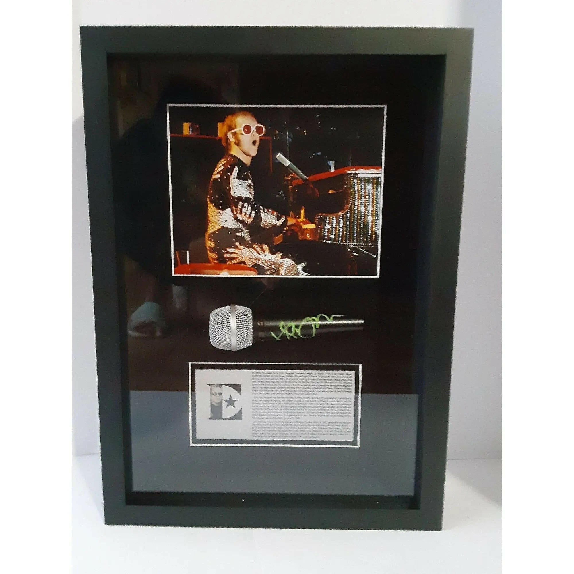 Elton John museum quality framed microphone signed with proof (unframed)