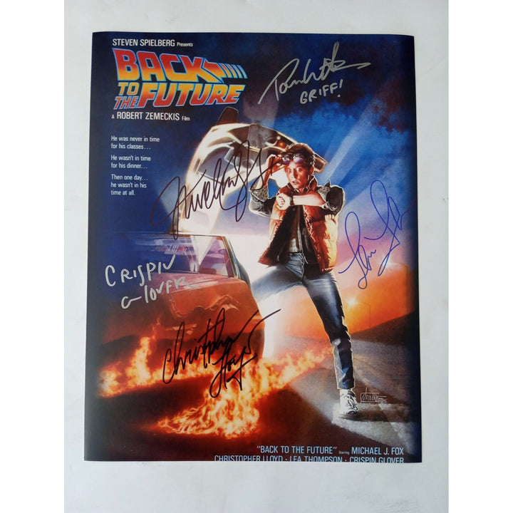 Michael J. Fox, Christopher Lloyd, Back to the Future cast signed 11 x 14 photo with proof - Awesome Artifacts 