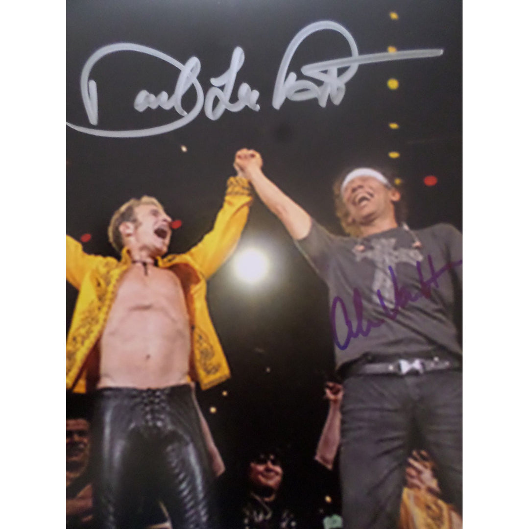 David Lee Roth, Eddie Van Halen, and Alex Van Halen 8 by 10 signed photo with proof