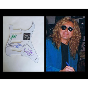 Whitesnake Steve Vai, Adrian Vandenberg, Tommy Aldridge, David Cloverdale guitar pickguard signed with proof