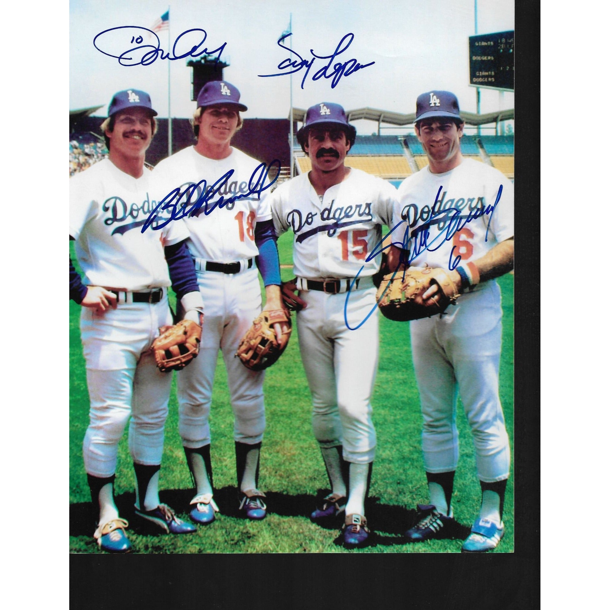 Ron Cey, Steve Garvey, Davey Lopes and Bill Russell 8 by 10 signed photo