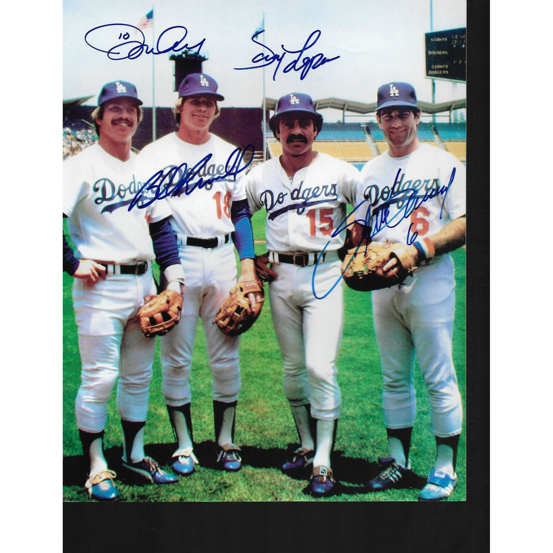 Ron Cey, Steve Garvey, Davey Lopes and Bill Russell 8 by 10 signed photo - Awesome Artifacts 