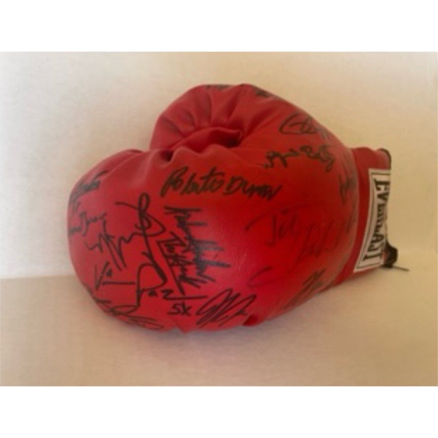 Arturo Gatti Roberto Duran Sugar Ray Leonard Tito Trinidad Julio Cesar Chavez Roy Jones jr. Leather boxing gloves signed with proof