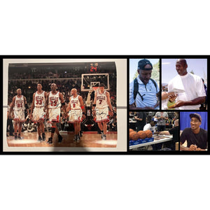 Chicago Bulls Michael Jordan Dennis Rodman Scottie Pippen Tony Kukoc and Ron Harper 16 by 20 photo signed with proof