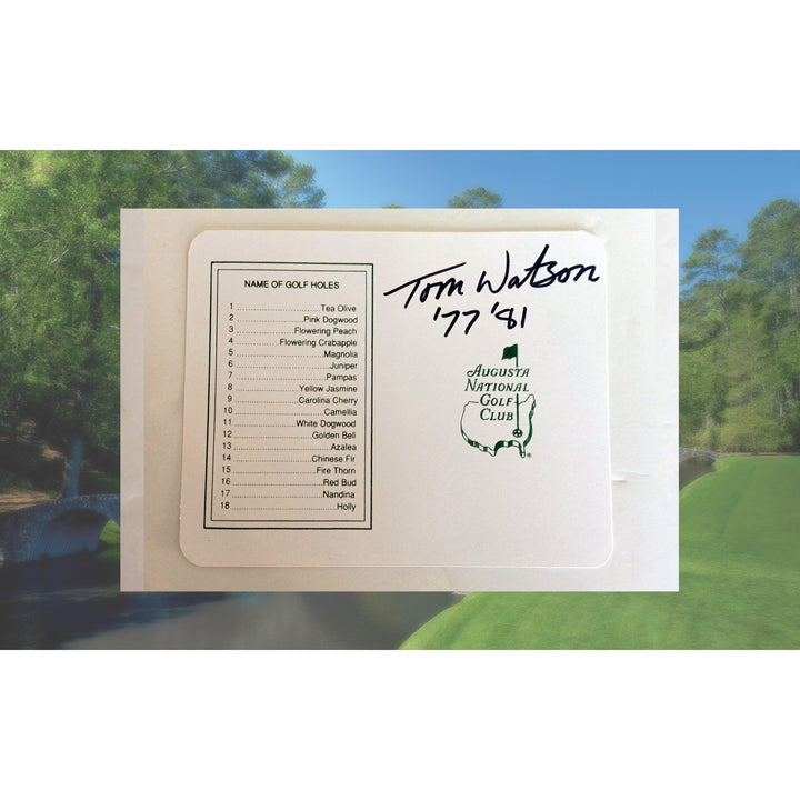 Tom Watson Masters signed golf score card with proof - Awesome Artifacts 