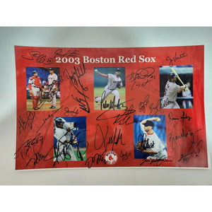 Boston Red Sox 2003 team signed 11x17 photo Pedro Martinez Manny Ramirez Justin Varitek