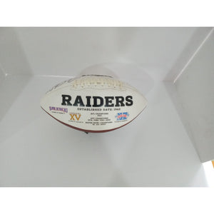 Oakland Raiders Super Bowl MVPs Fred Biletnikoff Marcus Allen Jim Plunkett full-size football signed with proof