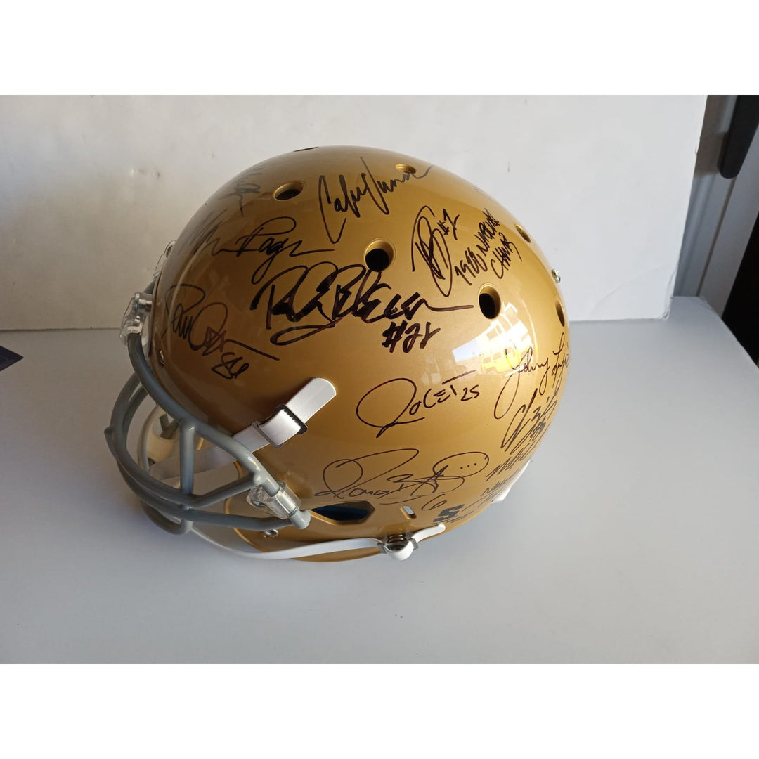 Notre Dame Fighting Irish all-time great football players signed replica helmet - Awesome Artifacts 