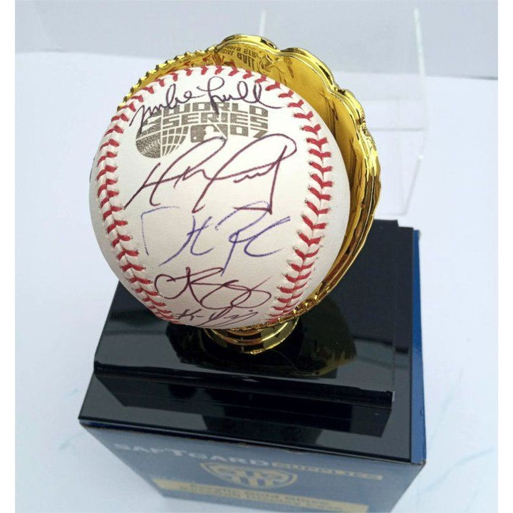 David Ortiz Curt Schilling Dustin Pedroia Mike Lowell Kevin Youkilis MLB baseball signed with proof with free case