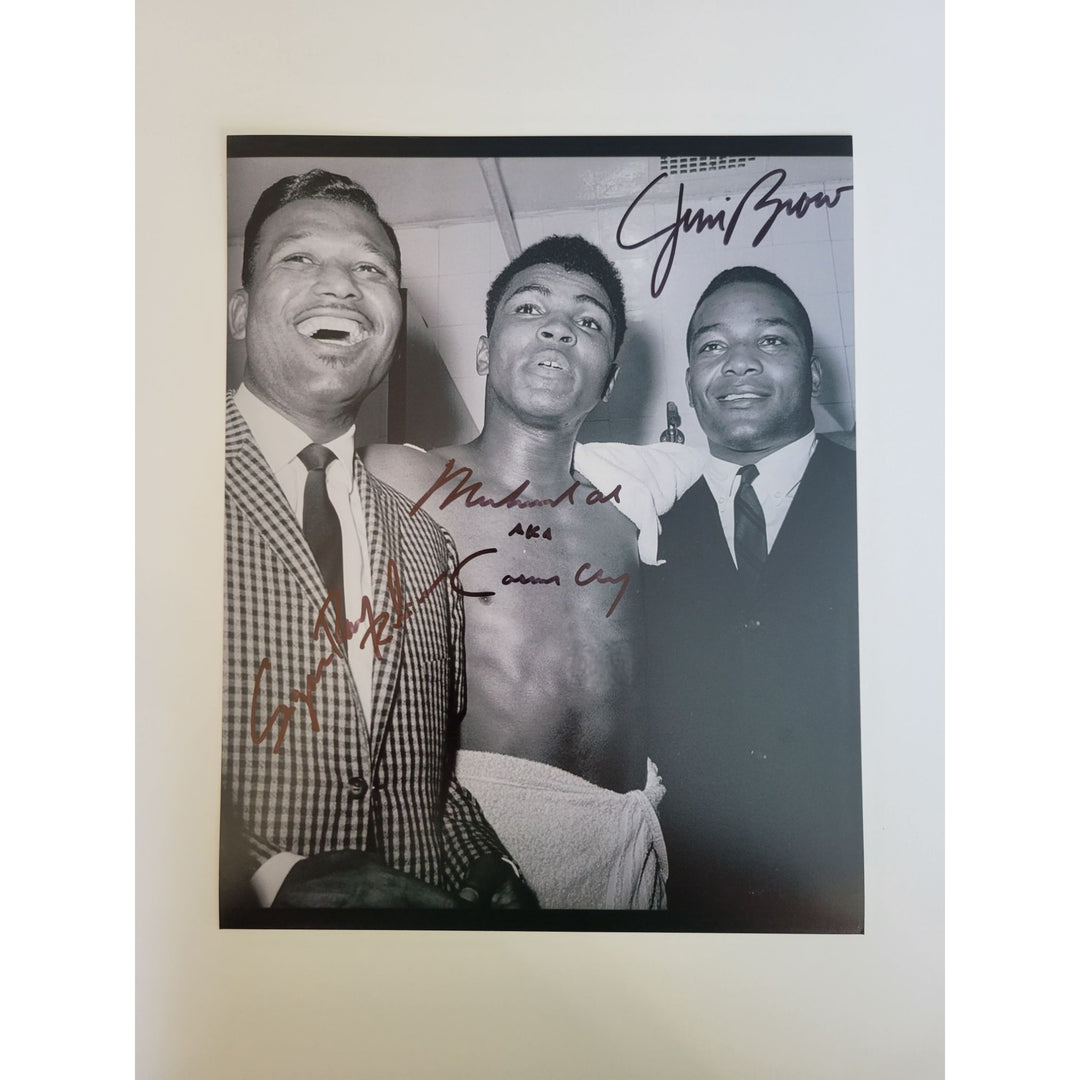 Muhammad Ali AKA Cassius Clay Sugar Ray Robinson and Jim Brown 8 x 10 photo signed with proof - Awesome Artifacts 