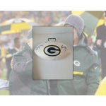 Load image into Gallery viewer, Green Bay Packers Bart Starr and Brett Favre full-size logo football signed with proof
