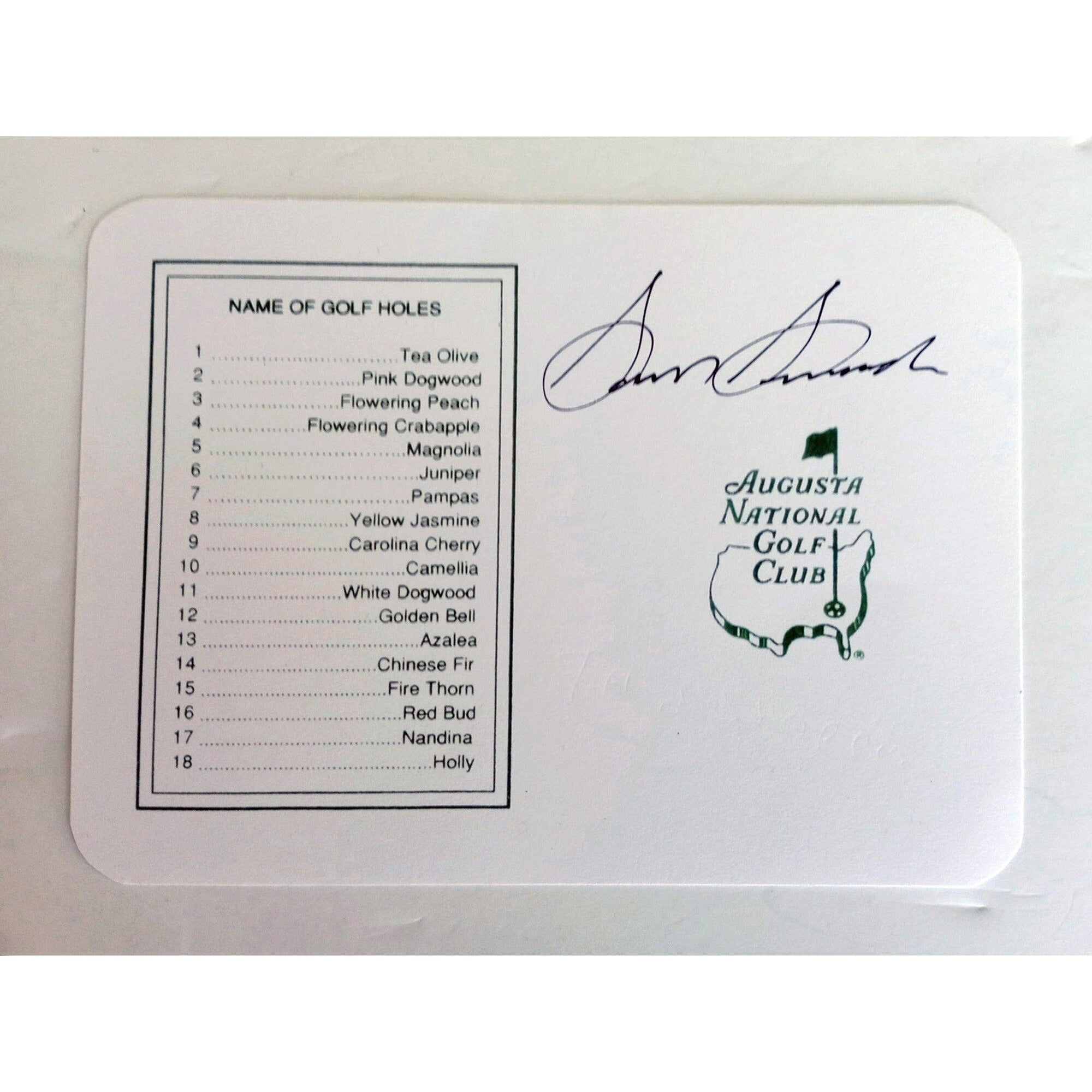 Sam Snead Masters Golf scorecard signed with proof