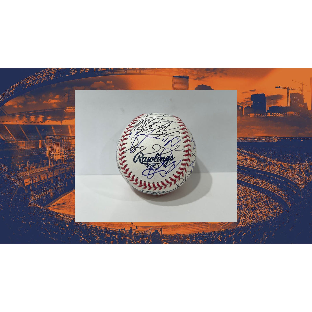 Houston Astros Framber Valdez Justin Verlander, Alex Bregman, Yordan Alvarez, Jose Altuve, 2022 World Champs team signed baeball with proof