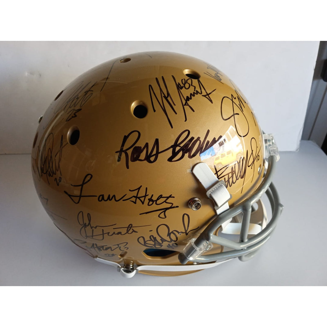 Notre Dame Fighting Irish all-time great football players signed replica helmet - Awesome Artifacts 