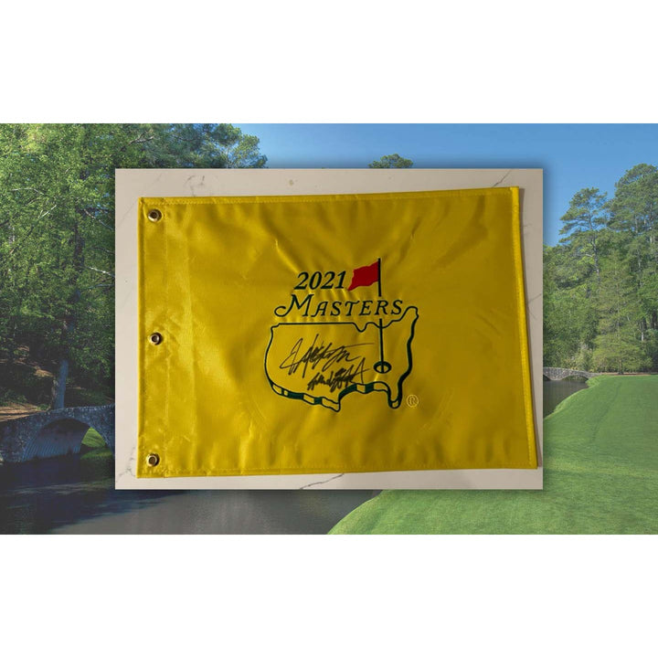 Hideki Matsuyama 2021 Masters champion 2021 Masters pin flag signed with proof