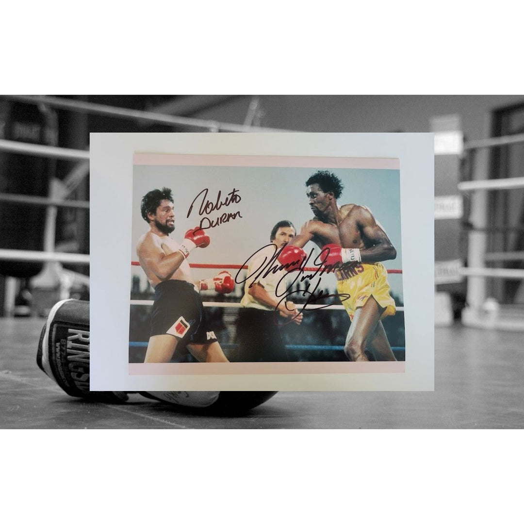 Roberto Duran and Tommy Hitman Hearns 8 x 10 photo sign with proof - Awesome Artifacts 